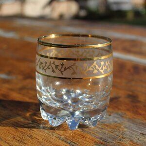 Vintage Victoria Crystal Whiskey Glasses – Gold Trim – Rocks Glass Set – Holiday